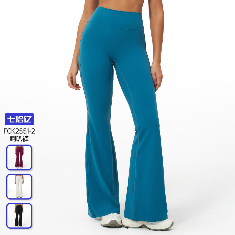 Seventy billion european and american style women's high-waisted, tight-fitting, wide-leg, slimming flare leggings for sports, running, and fitness - model 2551