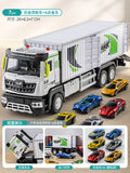 Die-cast alloy big truck toy for boys - realistic container truck, car carrier, and construction vehicle model