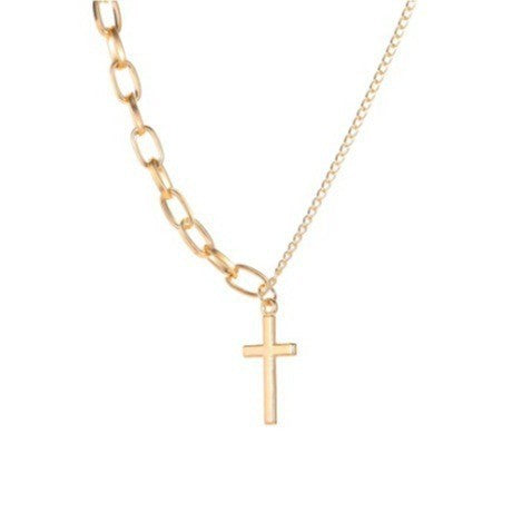 European and american cross-border new asymmetrical cross pendant necklace - unique, chic, minimalist, and versatile necklace for women