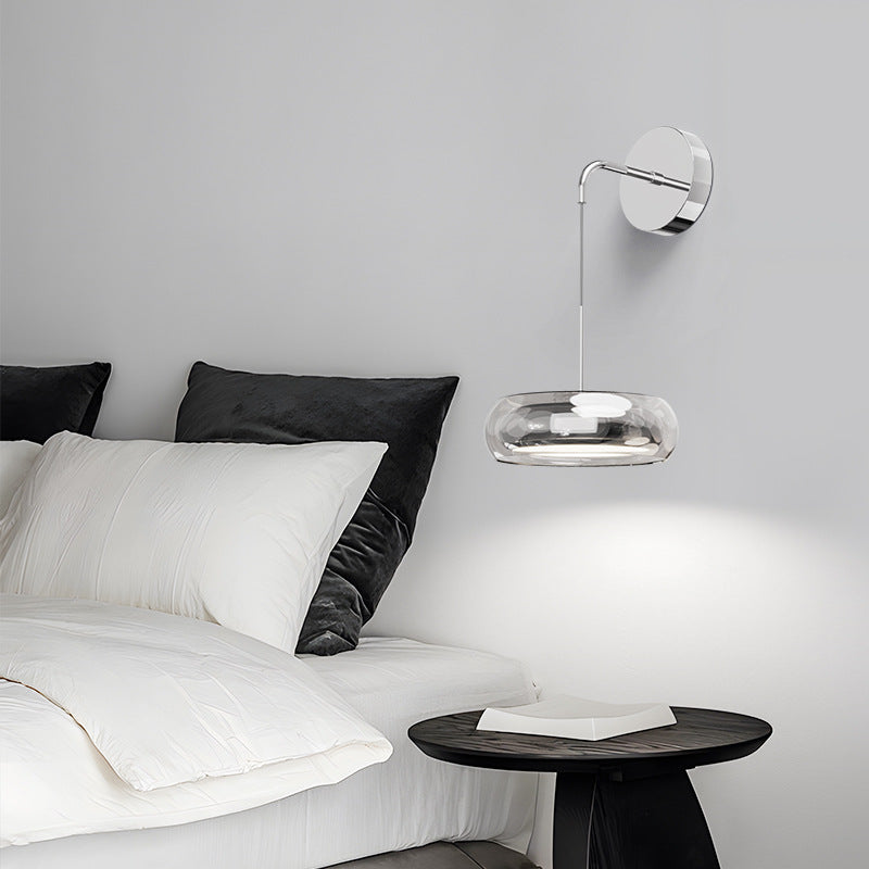 Wall lamp Bedroom bedside lamp Italian minimalist modern light luxury glass full spectrum eye protection background wall aisle corridor lamp