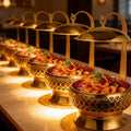 Gold stainless steel buffet warming pot, hanging buffet stove, hotel wedding banquet special, in stock
