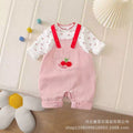 Autumn cherry two-piece overalls set - girls' outfit, new cartoon style, korean fashion, cute baby