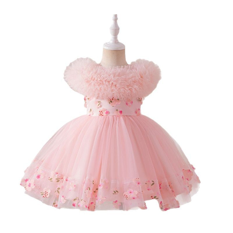 New arrival cross-border kids performance dress lace princess skirt festival tutu skirt gauze skirt first birthday dress performance costume