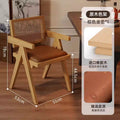 Brown leather seat, rattan backrest + wood color frame [small size]