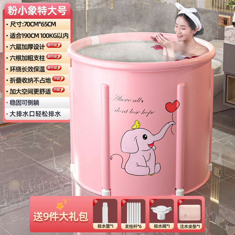 Thickened collapsible bathtub for adults - full body soaking tub with optional heating - home use bathtub for adults and children
