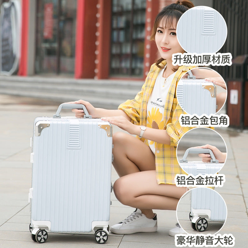 Luggage Internet celebrity trolley case female aluminum frame suitcase universal wheel male ins password case 20 inches 24 leather case 28