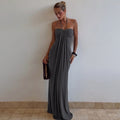 European and american cross-border women's fashion:  summer new arrivals - stylish vacation-inspired solid color halter neck tie-back backless dress wholesale