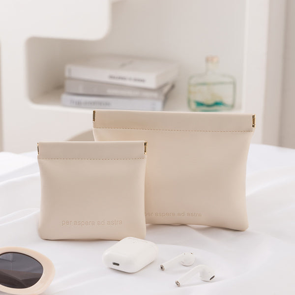 New  leather shrapnel storage bag portable lipstick air cushion earphone key storage bag simple cosmetics