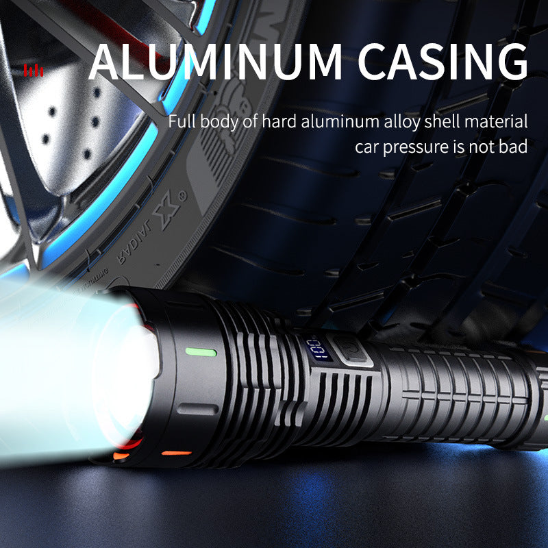 Laser flashlight rechargeable super bright high battery life large capacity lithium battery long-range large flood light outdoor digital display flashlight