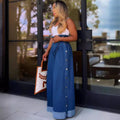 European and american style high-waisted straight-leg jeans -  cross-border women's fashion streetwear casual drawstring elastic wide-leg pants