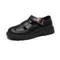 Roman sandals women's 2023 summer flats thick sole british style woven women's shoes toe cap cut out pig cage shoes low heel