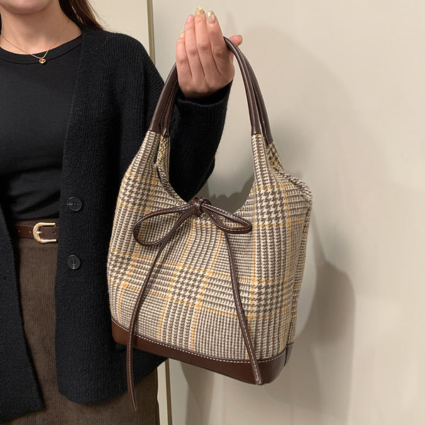 Trend plaid casual contrasting colors fashionable retro shoulder bag 2025 autumn and winter new high-end underarm women's bag