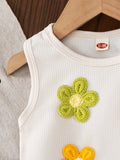 cross-border e-commerce girls' cute tank top print + denim shorts autumn outfit