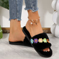 amazon plus size winter slippers plush open toe floor cotton slippers indoor home warm fuzzy slippers