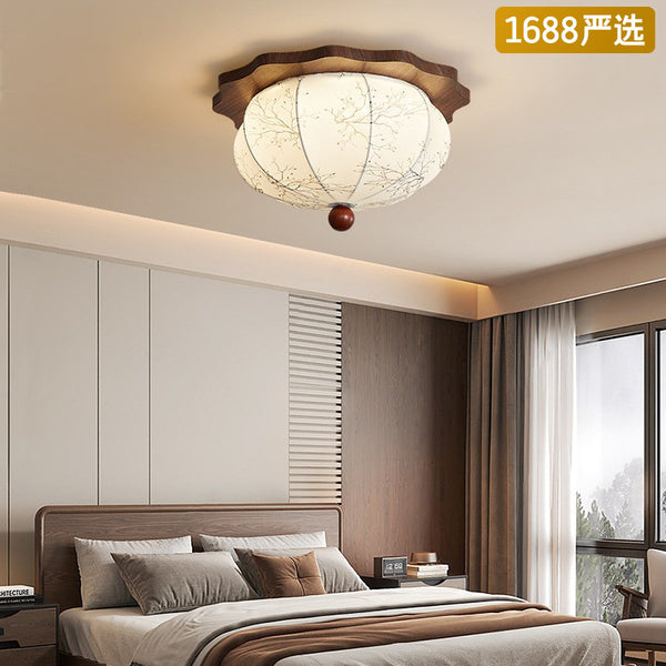 [Strict selection] French medieval style printing fabric, warm retro walnut color master bedroom room ceiling light