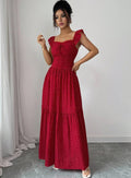 hot selling red polka dot backless dress women's summer new arrival waist slimming beach vacation style long dress