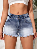 Fashionhigh waist women's denim shorts new arrival raw edge trousers shorts elegantwork clothing waist jeans