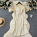 Elegant goddess style dressfall and winternew arrival with classy sense horn long sleeves waist bottomsweater skirt