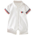 Infant & toddler  new style chic baby plaid smiley face snap-closure short-sleeve turn-down collar romper - summer all-cotton bodysuit