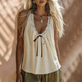 supply for europe and the us:  summer bohemian lace patchwork tank top with tie, loose fit, casual sleeveless top