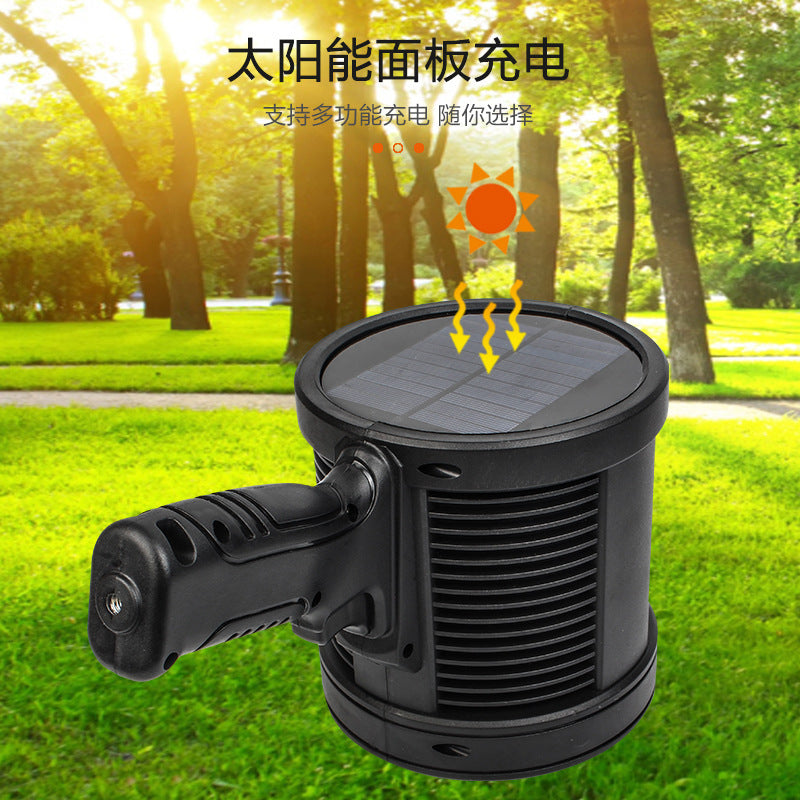 Cross-border new P70 strong light searchlight Type-C rechargeable solar with side light red and blue flash LED portable light