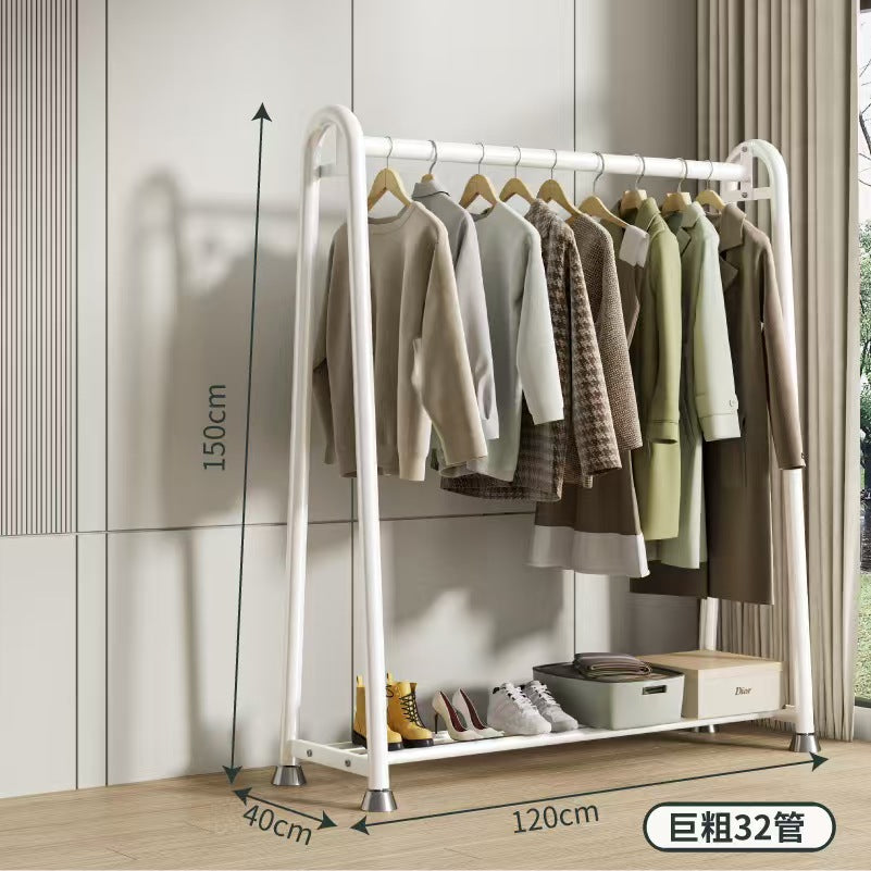 Simple coat rack Floor-to-ceiling indoor thickened clothes rack Household bedroom clothes storage rack Movable drying rack