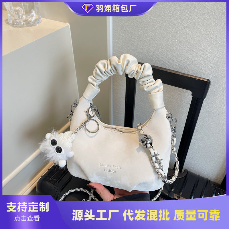 Cross-border high-end niche bag women's summer 2025 new chain shoulder messenger bag women's portable crescent bag