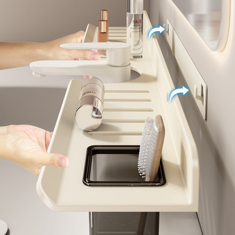 Space Aluminum Milk White Toilet Wash Sink Wash Sink Bathroom Shelf Mirror Front Faucet Storage Shelf Wall Hanging