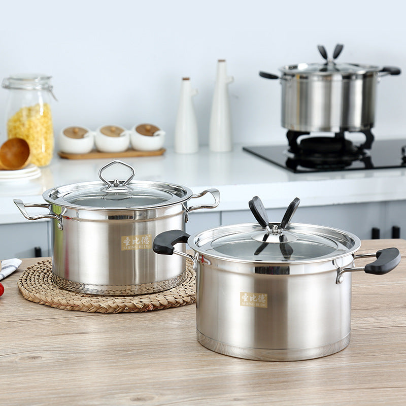 St. Bede stainless steel right-angle soup pot, European binaural pot, double bottom noodle soup pot points redeem for opening gifts