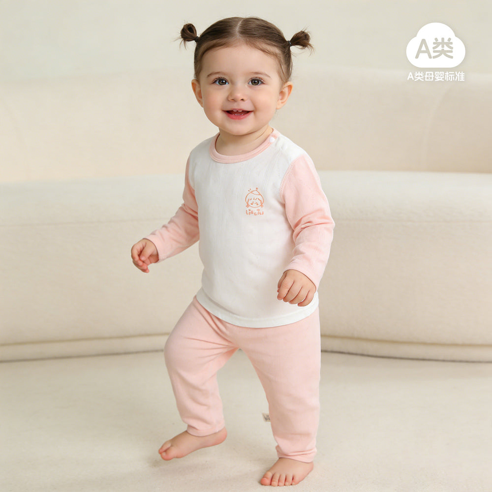 Baby two-piece pajama set - summer long sleeve air conditioning suit - lightweight summer loungewear for babies
