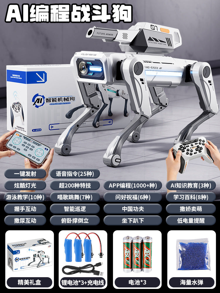 Camera-enabled programmable robot dog - water-shooting electric remote control robot dog toy - electronic pet birthday gift for kids