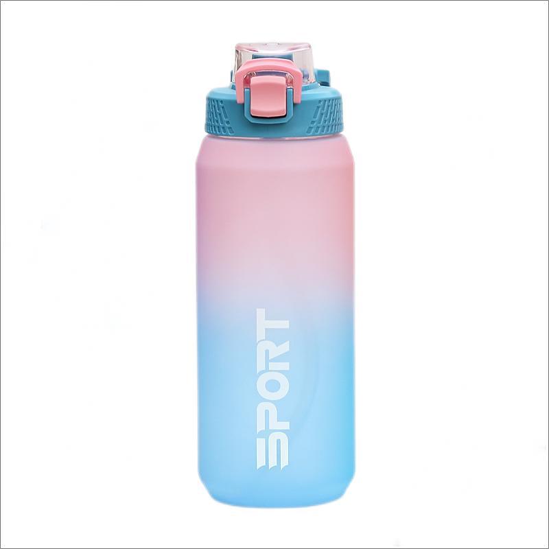 Custom large capacity water bottle, high-temperature resistant plastic cup, sports & fitness straw cup, men's outdoor portable water bottle flask