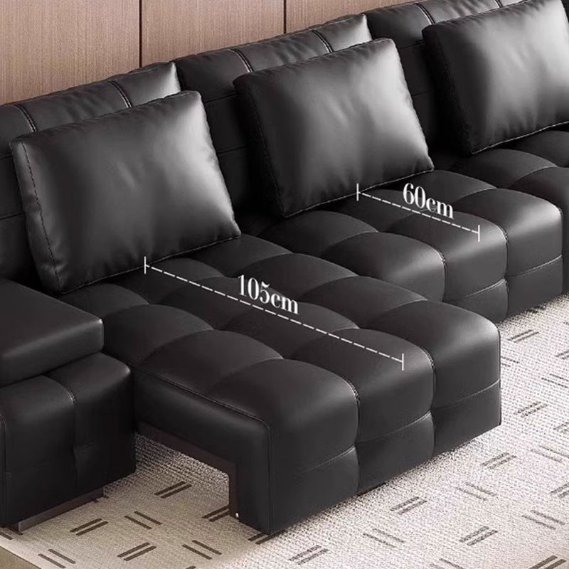 Lawrence genuine leather electric reclining sofa - smart remote control, high-end designer living room, home function sofa bed