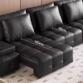 Lawrence genuine leather electric reclining sofa - smart remote control, high-end designer living room, home function sofa bed