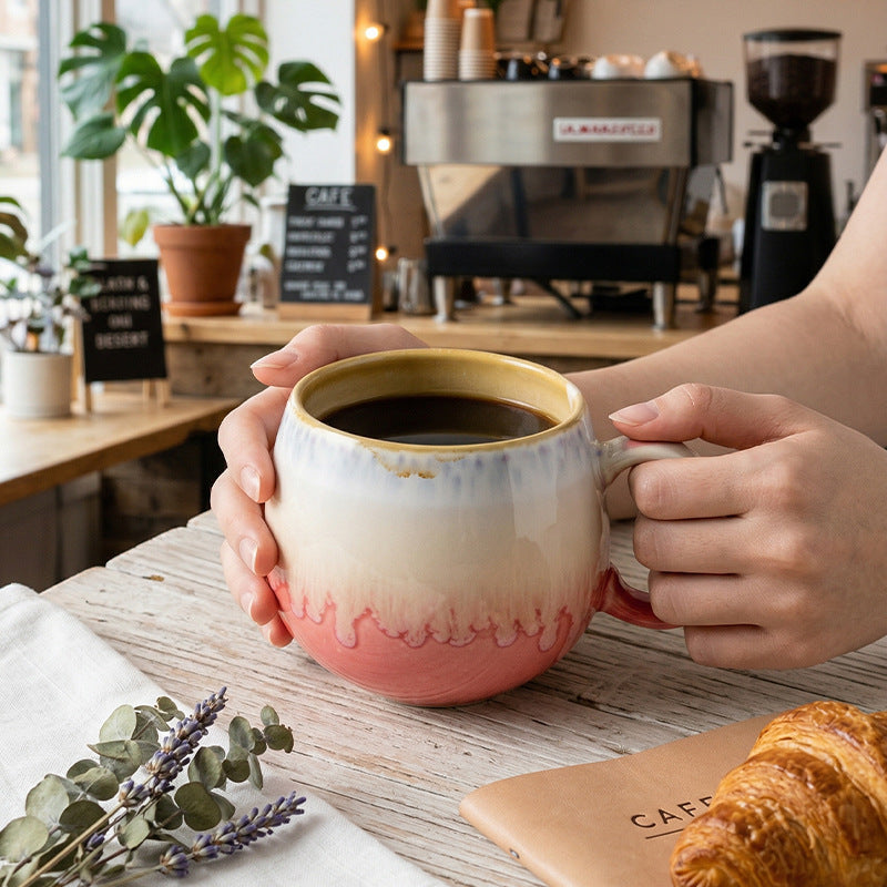 High-style, kiln-fired ceramic mug with a gradient design – perfect for a unique touch to your office afternoon tea. this generously sized mug is ideal for milk, coffee, or any beverage