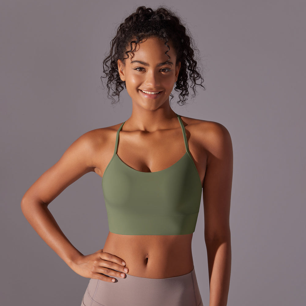european and american double-sided brushed comfortable i-shaped back yoga wear sports intimates running fitness yoga bra for women