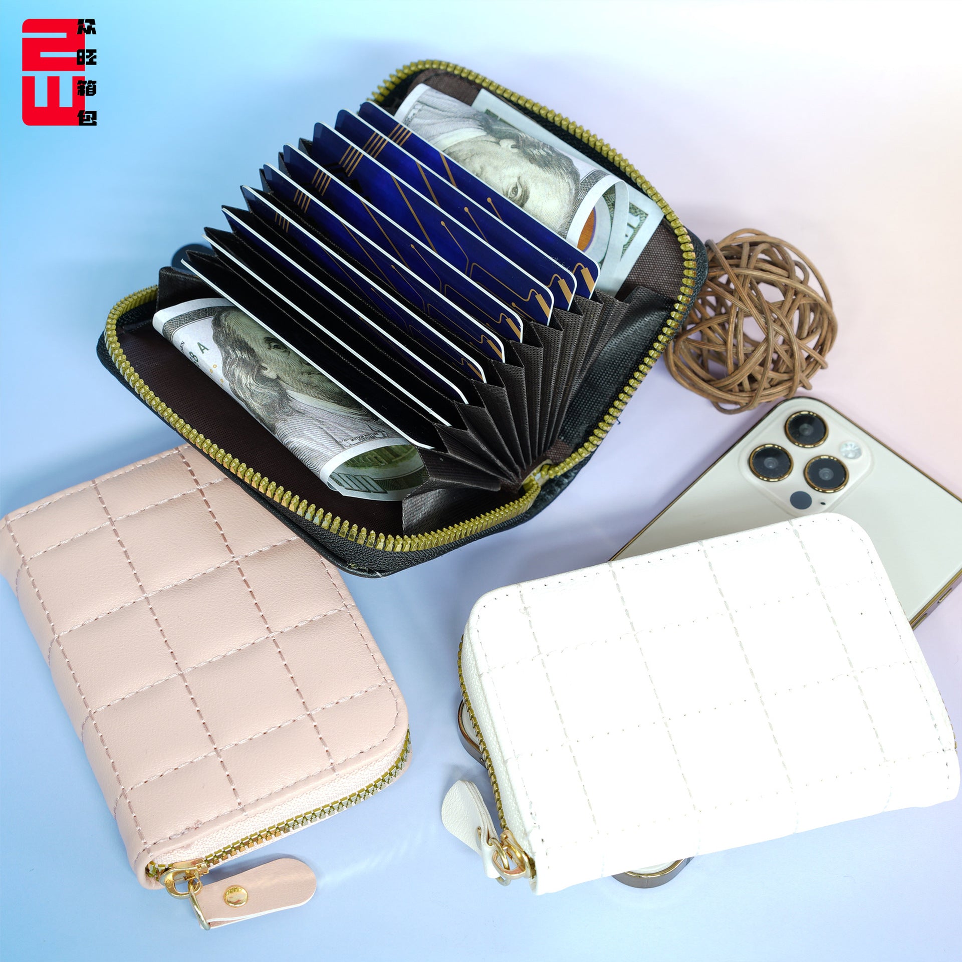 Organ card bag  hot-selling, fashionable plaid multi-card ID bag, credit card holder, mini change card bag.