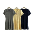 Classic export polo style preppy casual summer cable knit short sleeve knit dress skirt for women