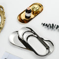 Korean style stainless steel oval tray - gold finish - bbq platter - creative restaurant nordic style dessert & pastry plate