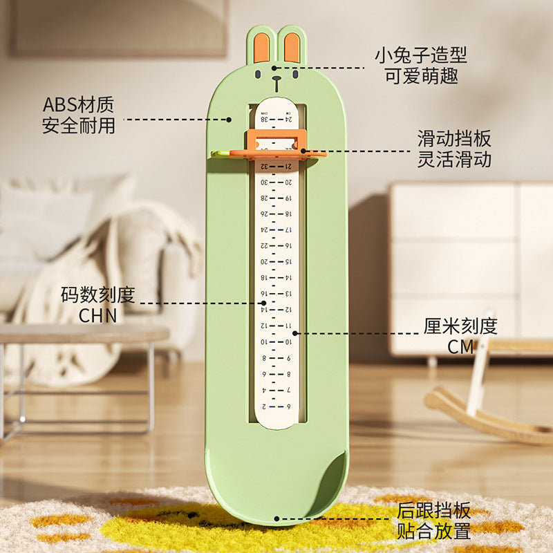 Kids' foot measuring device - baby foot measurer - universal shoe size chart for home use - accurately measures insole length