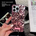 New pink and black leopard print phone case for apple 16 pro max, anti-drop iphone 17 fashionable trendy protective cover