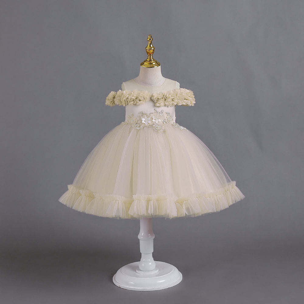 Export small children's tulle kids dress petals princess dress baby girl one year old dressbaby dress