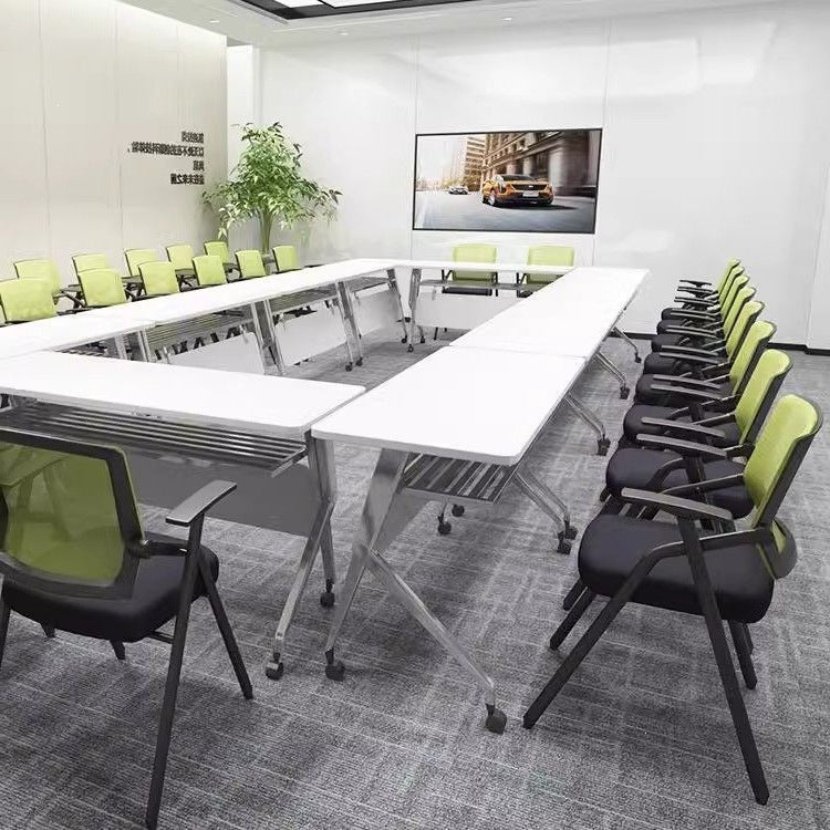 Institutional education foldable chair with backrest, office conference chair, training chair with writing board, office staff chair