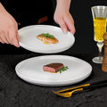 Modern minimalist ceramic steak plate for western cuisine, restaurant, and hotel use - white round porcelain plate, pure white home-use cold dish plate, dinner plate