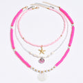 Pink necklace wholesale european and american cross-border jewelry soft clay beaded necklace for women seaside shell multi-layered clavicle chain