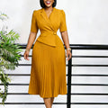D3364  fashion cross-border  summer elegant fashionable elegant half sleeve suit collar african dress