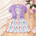 Kids' two-piece set: solid color jacket & printed dress