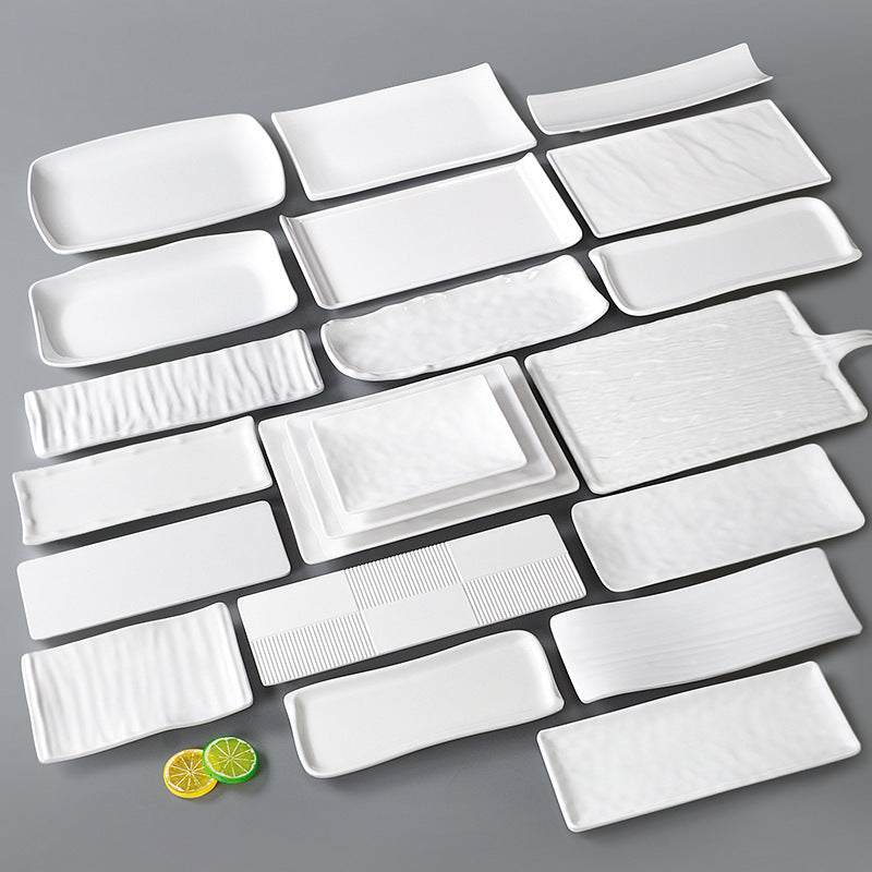Xiangyuanmei melamine tableware white plate rectangular commercial catering beef plate plastic dinner plate hot pot mutton plate