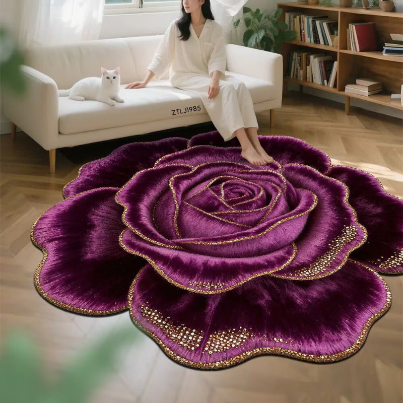 3d floral crystal velvet rug - absorbent mat for living room, bedroom, bedside, sofa, and coffee table