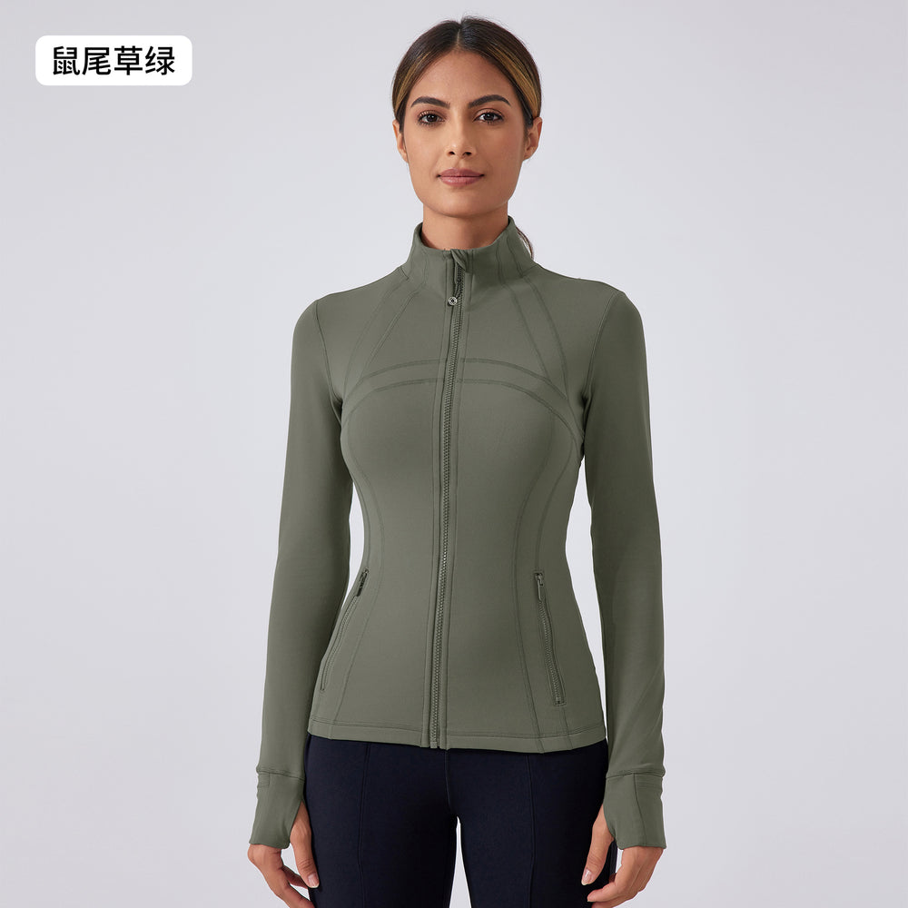 Autumn new yoga jacket women's running cycling sports long sleeve slim fit stand collar workout fitness apparel daw182